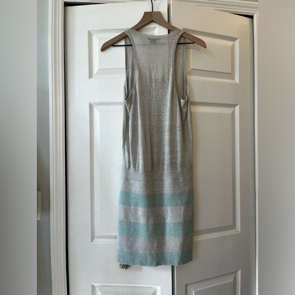 Theory Riane Riflex Drop Waist Tank Dress, Gray/Mint Green, Size M - Picture 5 of 7